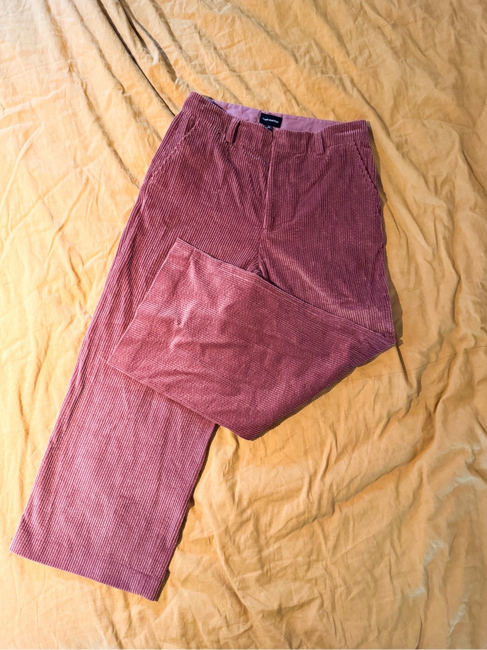 Pink Corduroy High Waisted Wide Leg Trousers